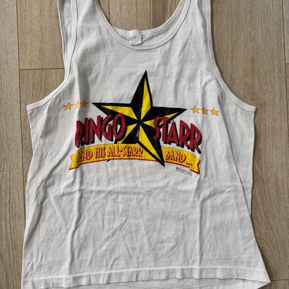 Vintage 1989 Ringo Starr All-Starr Band Tour Tank Top Brockum USA Mens L White